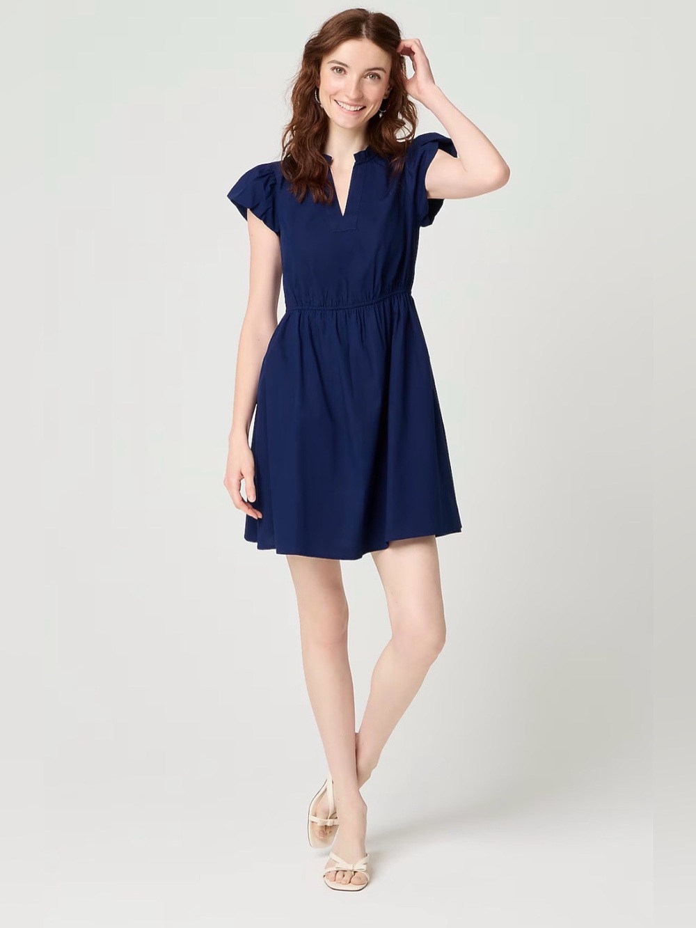 J. Crew Willa mini dress Navy Short Sleeve V-Notch Fit-and-Flare Dress size 2